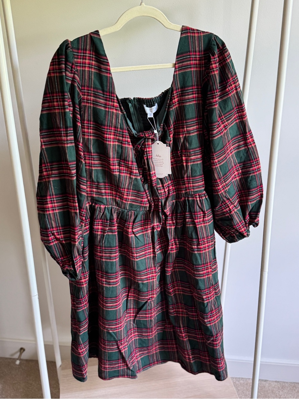 Ivy City Co Margo Green Plaid Holiday Dress 2X NWT